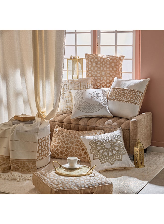 Home Box وسادة القمر والنجمة - ذهب أبيض - 45x45 سم - Image 4